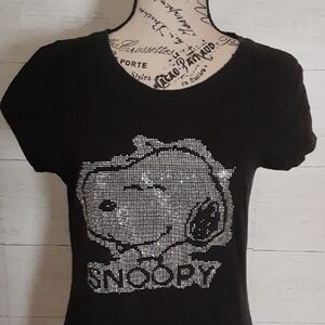 Ladies Rhinestone SNOOPY T-shirt, M